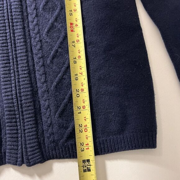 St John Sport Sweater Women’s S Cashmere Cable Knit Full Zip Navy Fisherman - Picture 5 of 7